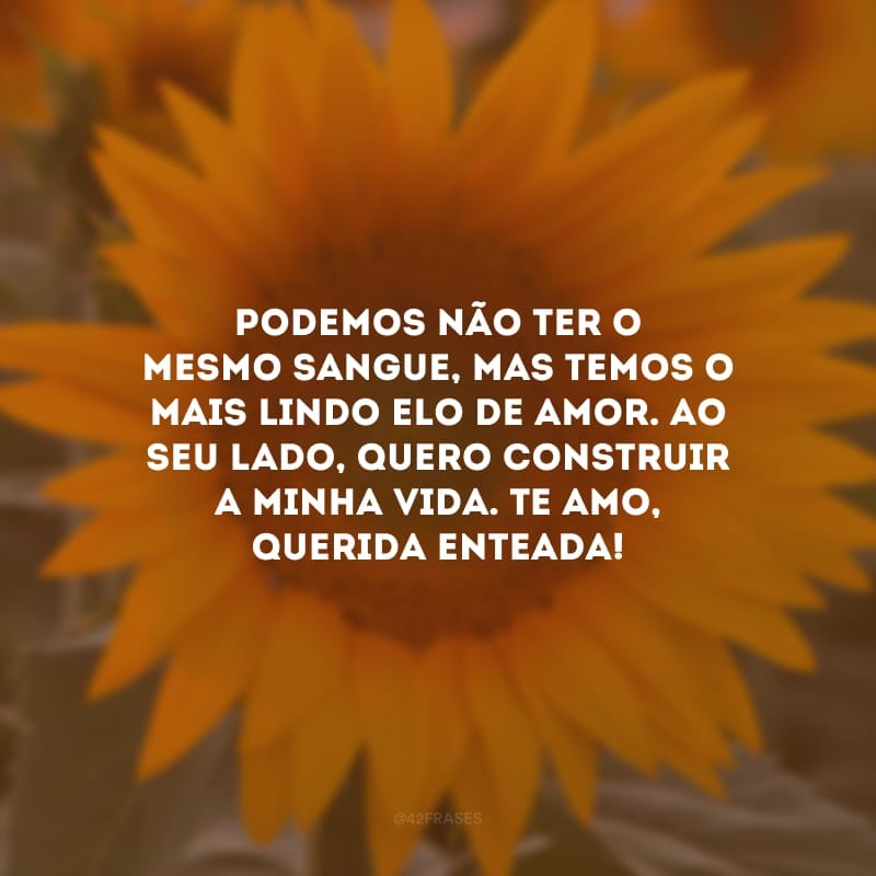 Podemos não ter o mesmo sangue, mas temos o mais lindo elo de amor. Ao seu lado, quero construir a minha vida. Te amo, querida enteada!