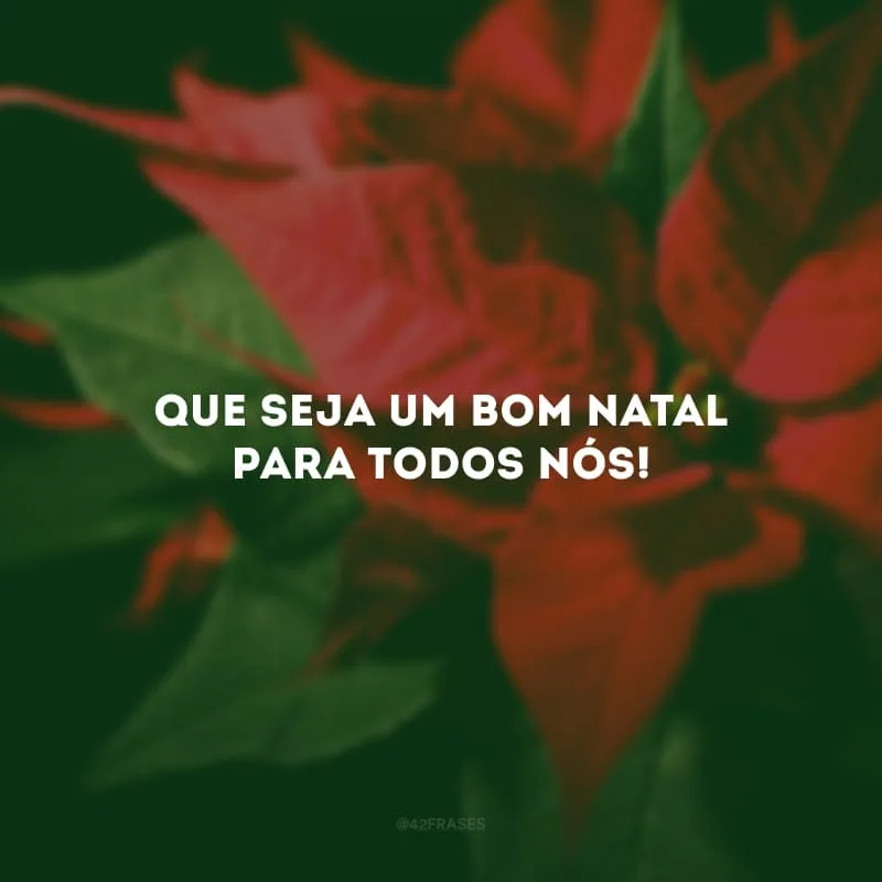 Que seja um bom Natal para todos nós!