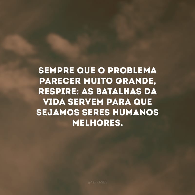 Sempre que o problema parecer muito grande, respire: as batalhas da vida servem para que sejamos seres humanos melhores.