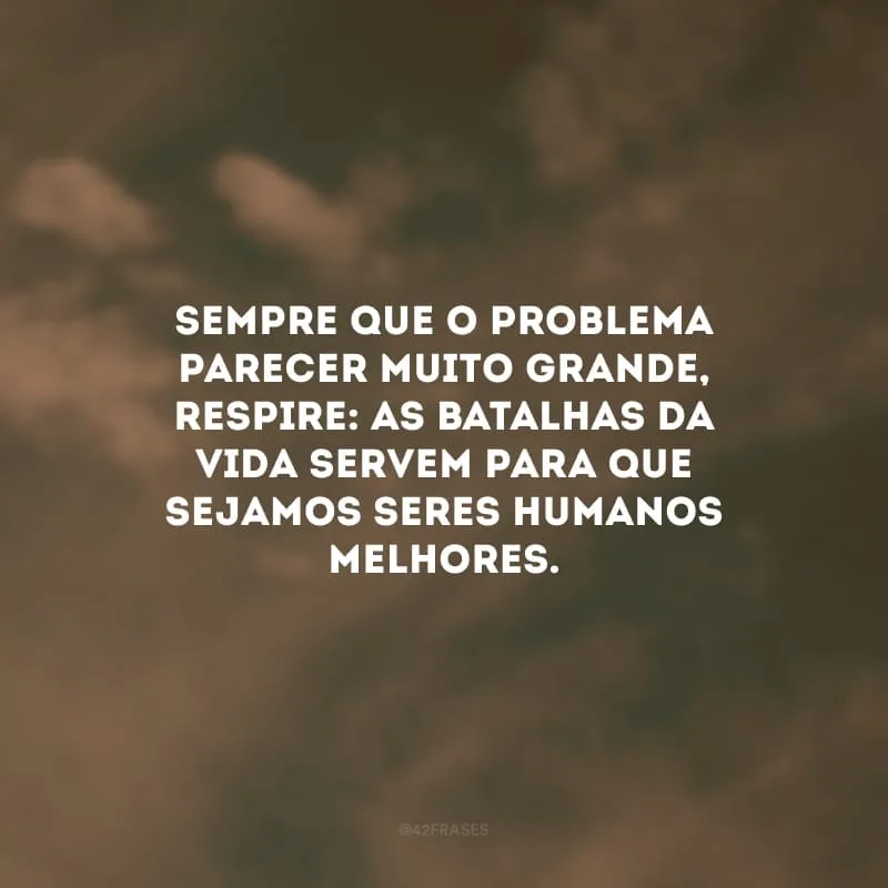 Sempre que o problema parecer muito grande, respire: as batalhas da vida servem para que sejamos seres humanos melhores.