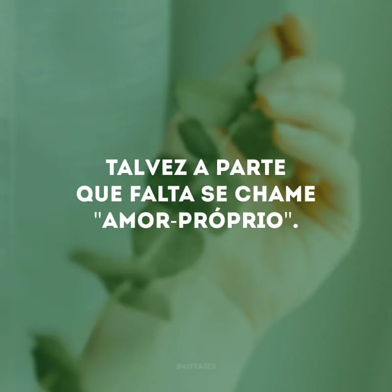 Talvez a parte que falta se chame \"amor-próprio\". 