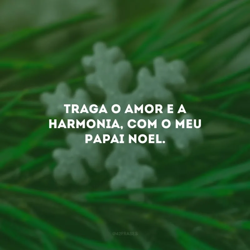 Traga o amor e a harmonia, com o meu Papai Noel.