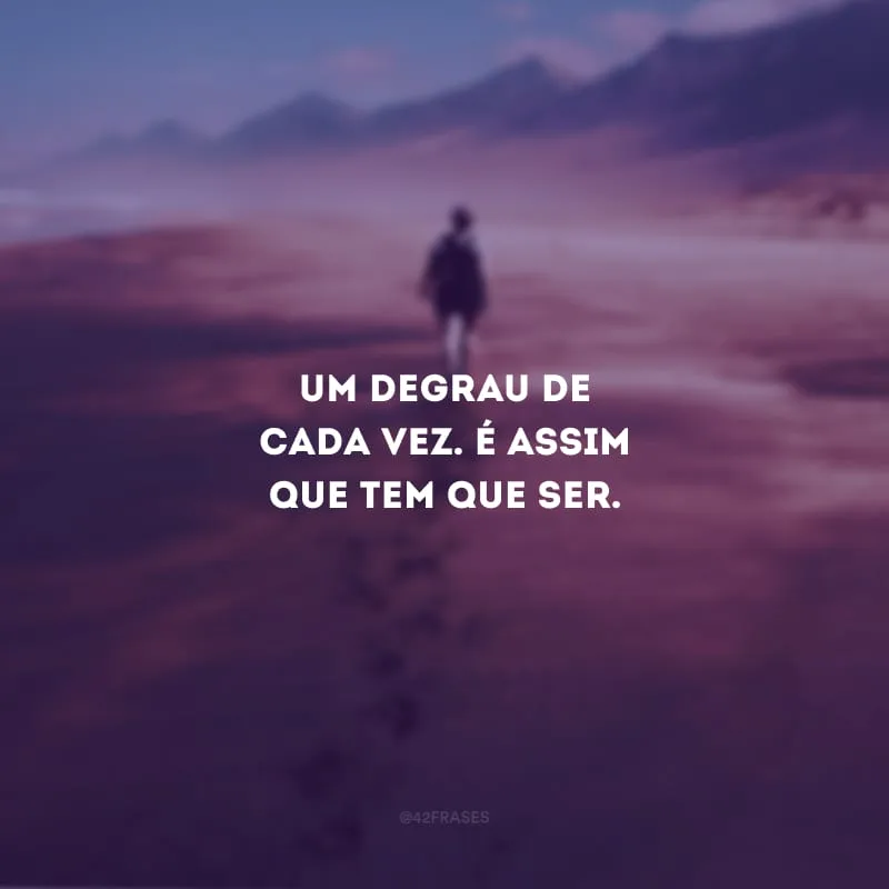 Um degrau de cada vez. É assim que tem que ser.