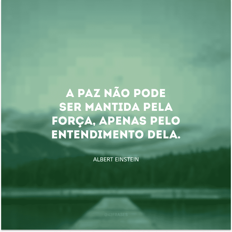 A paz não pode ser mantida pela força, apenas pelo entendimento dela.
