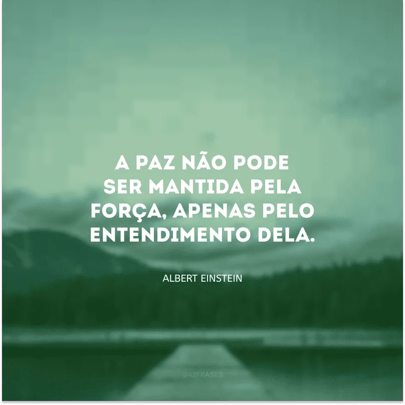 A paz não pode ser mantida pela força, apenas pelo entendimento dela.