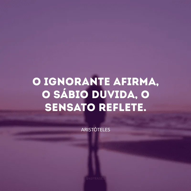 O ignorante afirma, o sábio duvida, o sensato reflete.