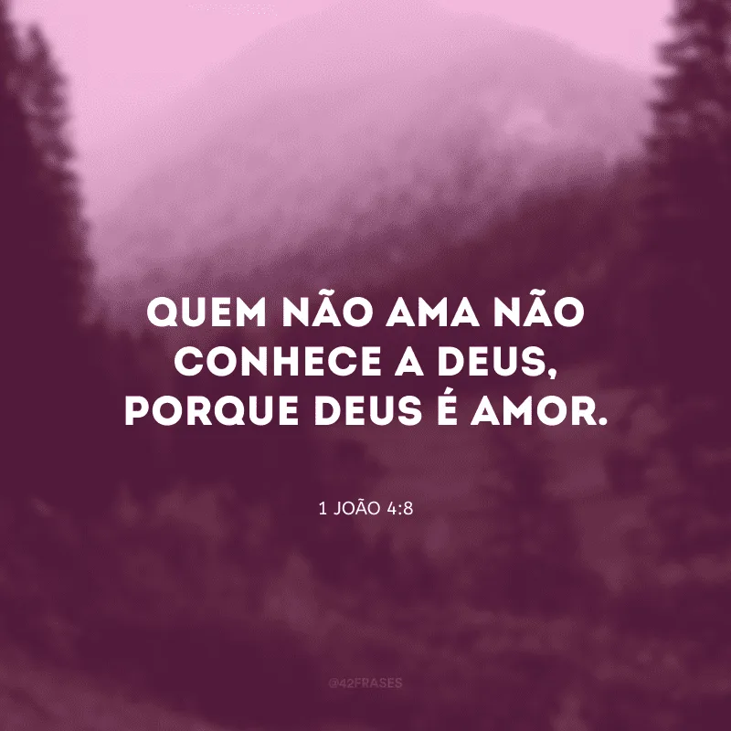 Quem não ama não conhece a Deus, porque Deus é amor.
