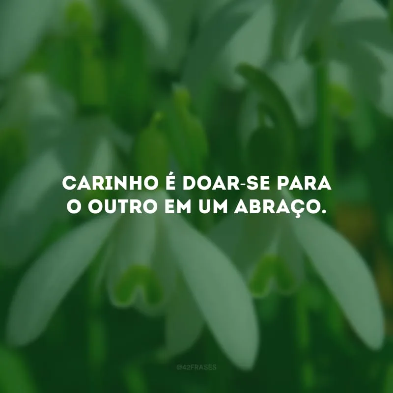 Carinho é doar-se para o outro em um abraço.