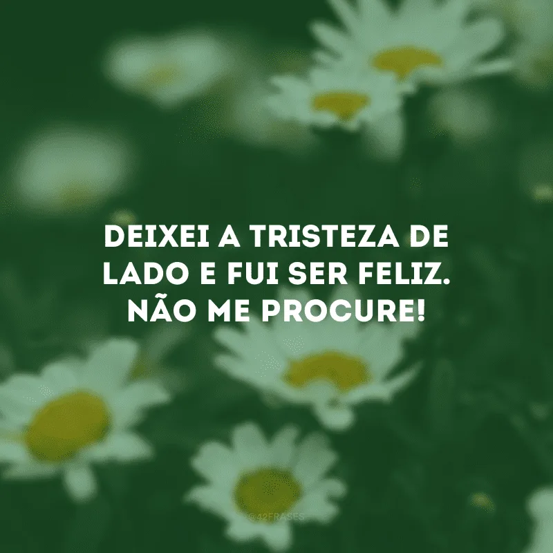 Deixei a tristeza de lado e fui ser feliz. Não me procure! 
