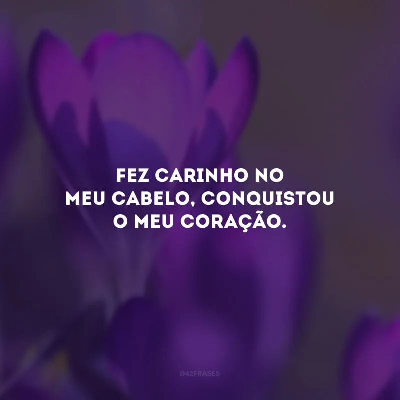 Fez carinho no meu cabelo, conquistou o meu coração.