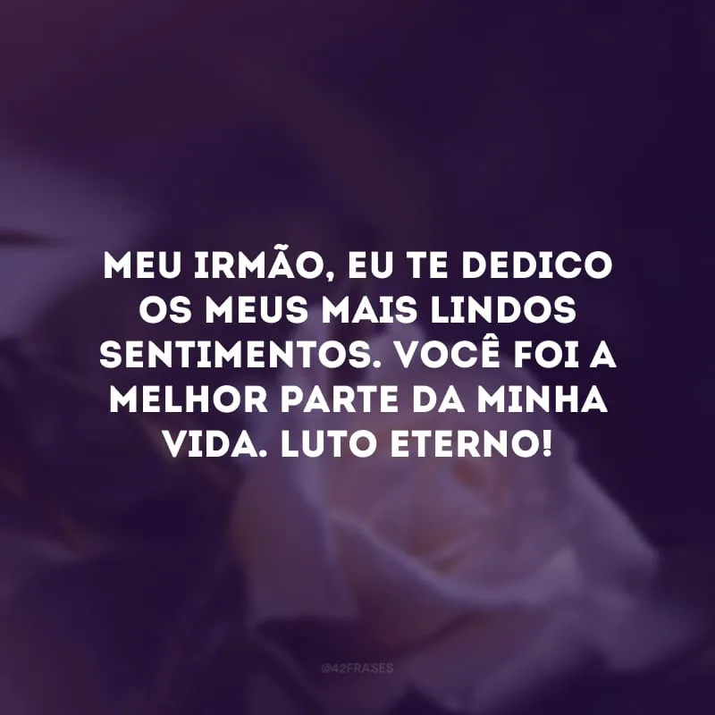 Meu irmão, eu te dedico os meus mais lindos sentimentos. Você foi a melhor parte da minha vida. Luto eterno!