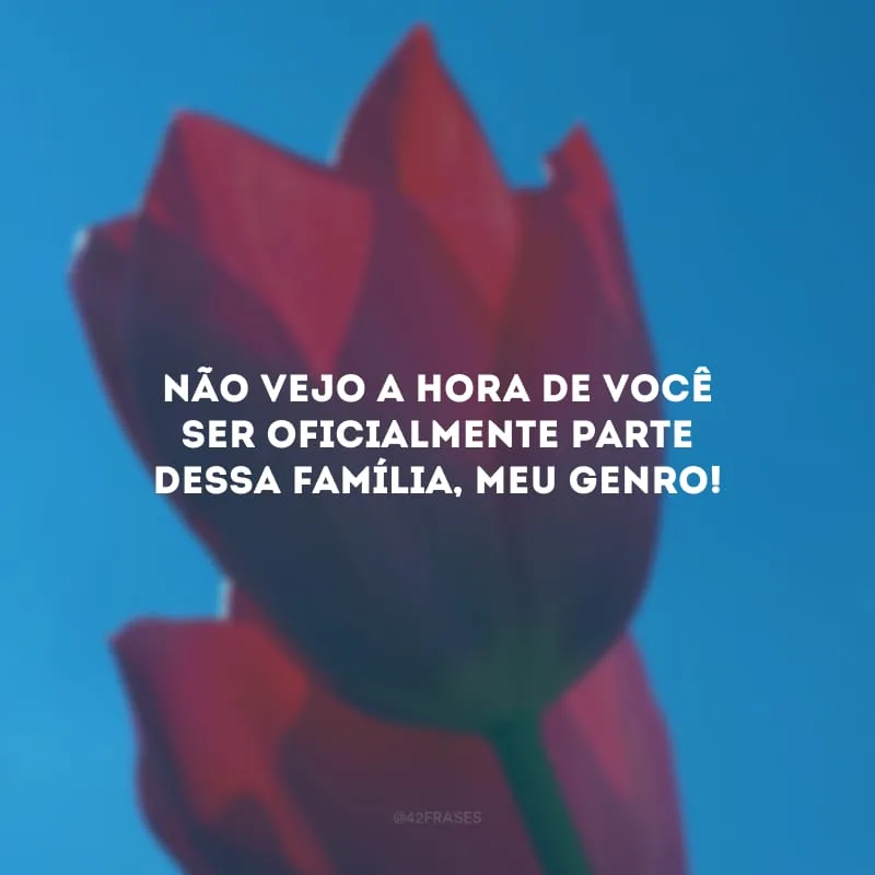 Não vejo a hora de você ser oficialmente parte dessa família, meu genro! 