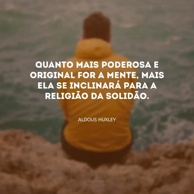 Quanto mais poderosa e original for a mente, mais ela se inclinará para a religião da solidão.