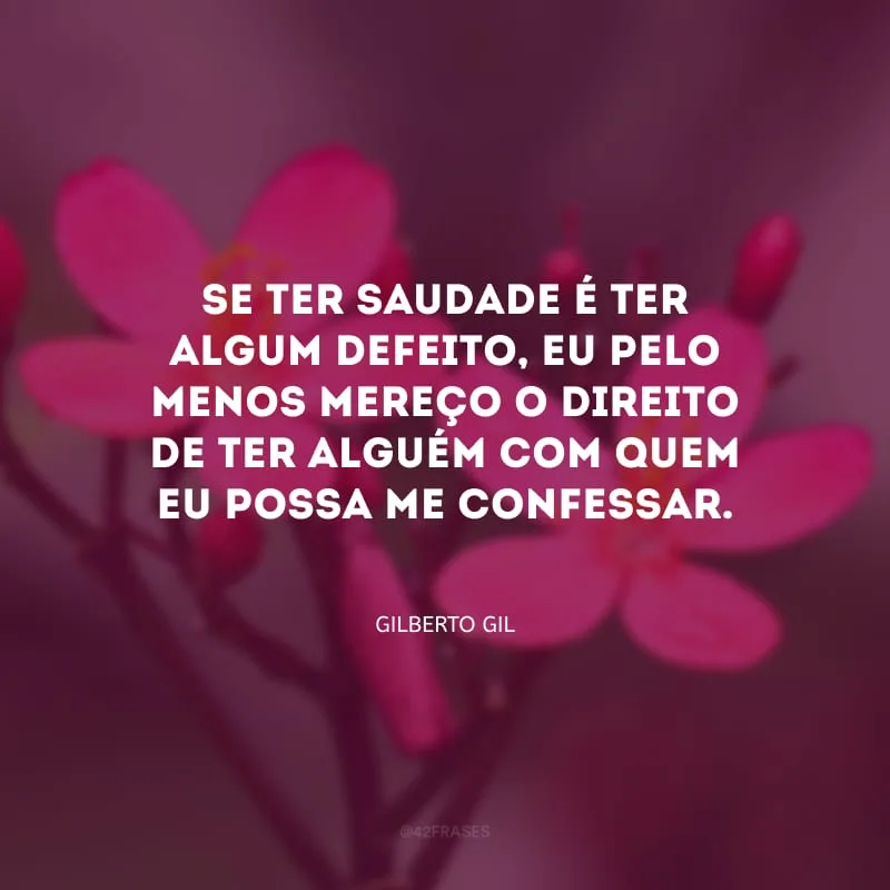 Se ter saudade é ter algum defeito, eu pelo menos mereço o direito de ter alguém com quem eu possa me confessar.