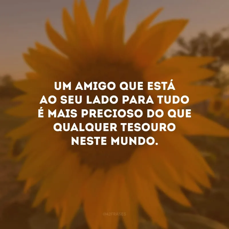 Um amigo que está ao seu lado para tudo é mais precioso do que qualquer tesouro neste mundo. 