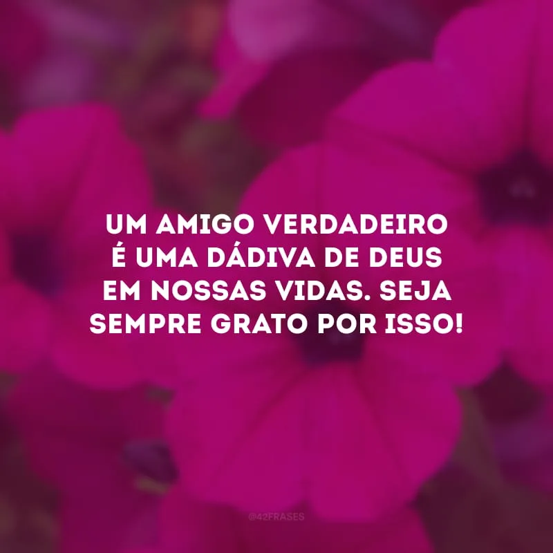 Um amigo verdadeiro é uma dádiva de Deus em nossas vidas. Seja sempre grato por isso!