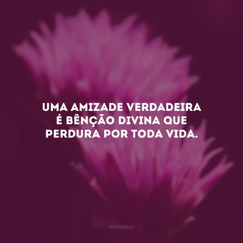 Uma amizade verdadeira é bênção divina que perdura por toda vida. 