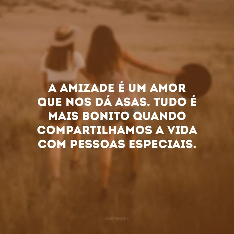 A amizade é um amor que nos dá asas. Tudo é mais bonito quando compartilhamos a vida com pessoas especiais.