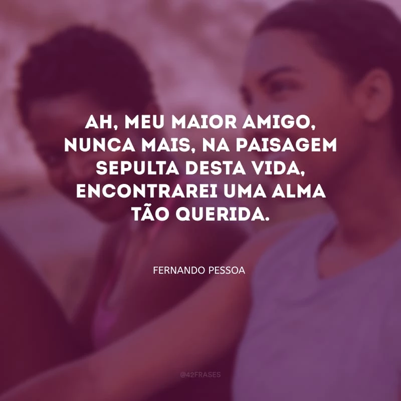 Ah, meu maior amigo, nunca mais, na paisagem sepulta desta vida, encontrarei uma alma tão querida.