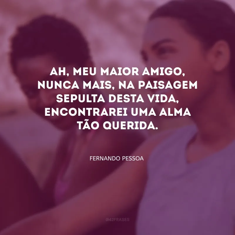 Ah, meu maior amigo, nunca mais, na paisagem sepulta desta vida, encontrarei uma alma tão querida.