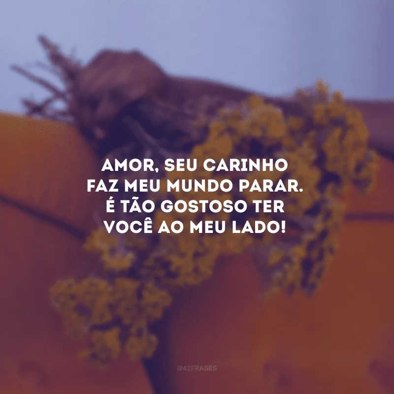Amor, seu carinho faz meu mundo parar. É tão gostoso ter você ao meu lado!