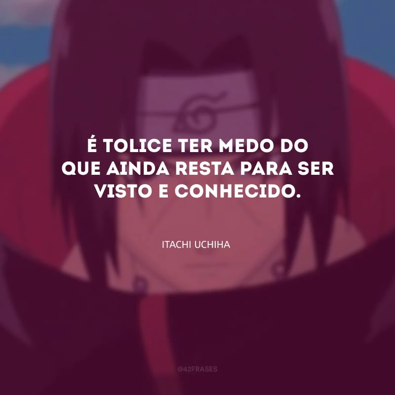 É tolice ter medo do que ainda resta para ser visto e conhecido.