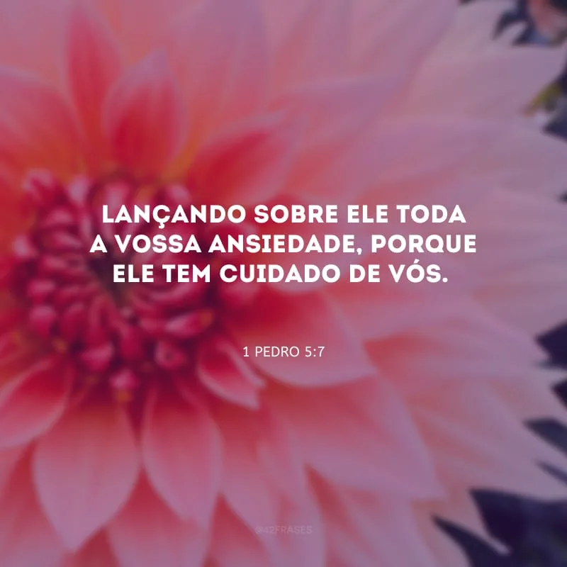 Lançando sobre Ele toda a vossa ansiedade, porque Ele tem cuidado de vós.
