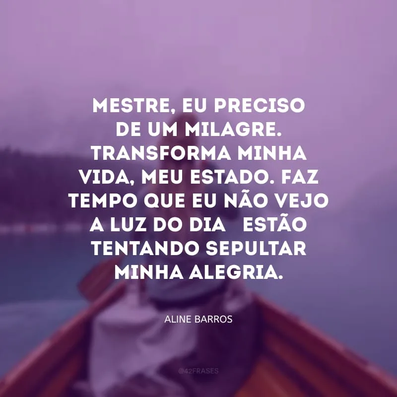 Mestre, eu preciso de um milagre. Transforma minha vida, meu estado. Faz tempo que eu não vejo a luz do dia - estão tentando sepultar minha alegria.