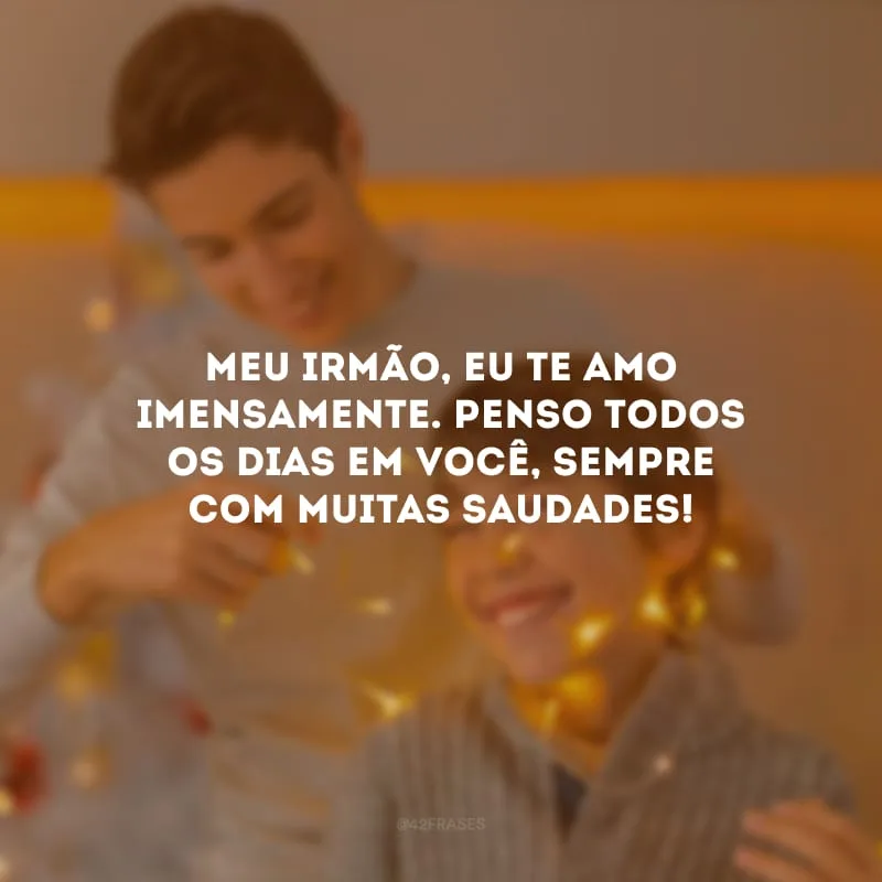 Meu irmão, eu te amo imensamente. Penso todos os dias em você, sempre com muitas saudades!