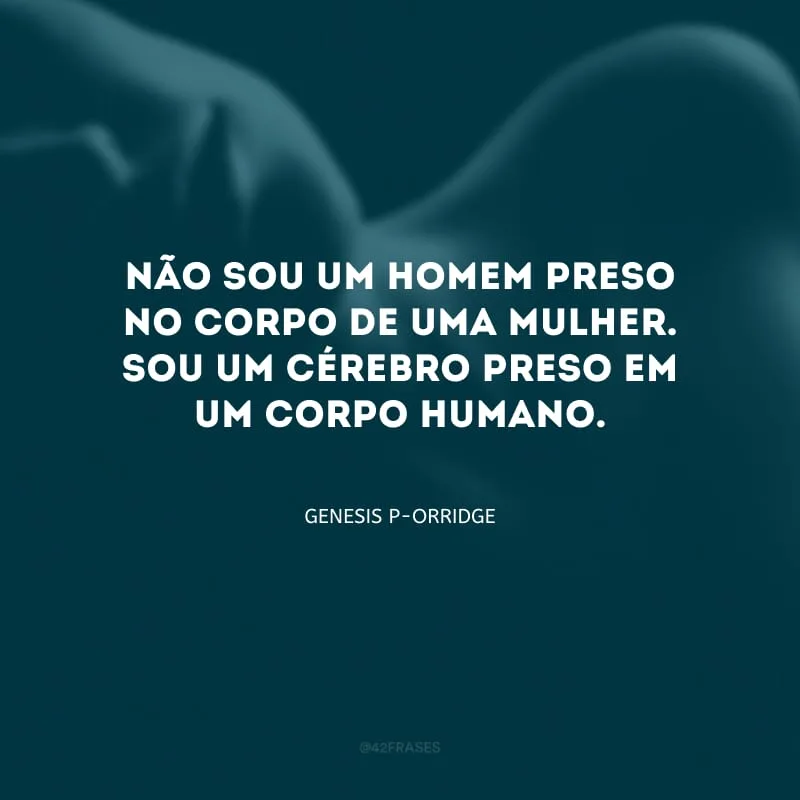 Não sou um homem preso no corpo de uma mulher. Sou um cérebro preso em um corpo humano.