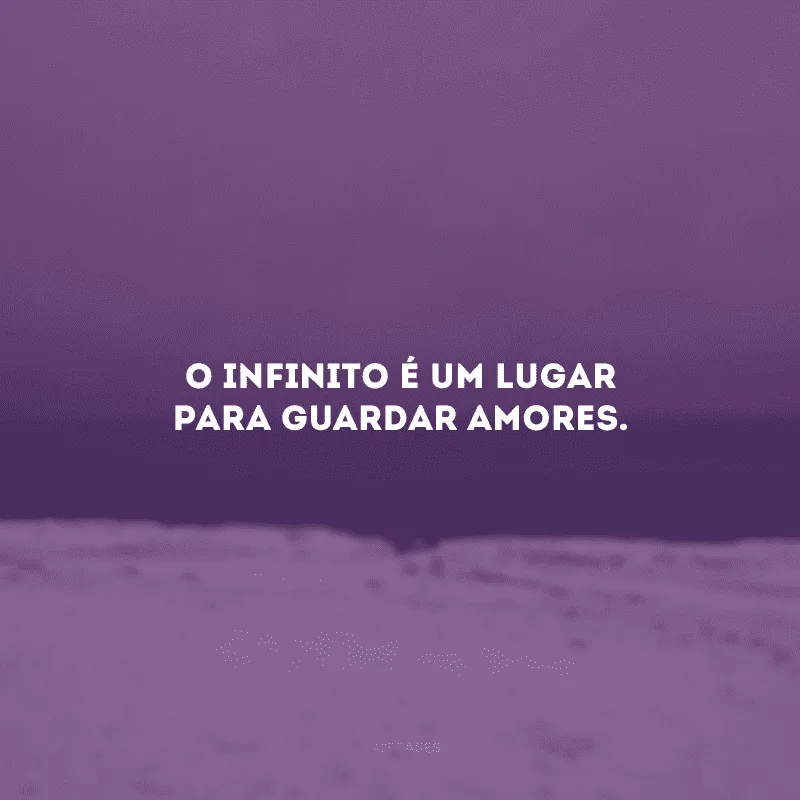 O infinito é um lugar para guardar amores. 