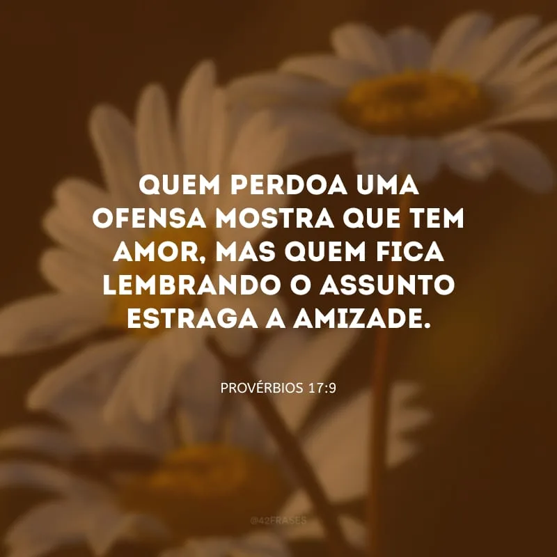 Quem perdoa uma ofensa mostra que tem amor, mas quem fica lembrando o assunto estraga a amizade.

