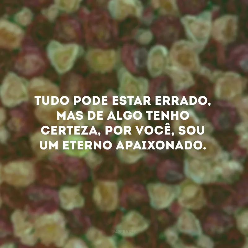Tudo pode estar errado, mas de algo tenho certeza, por você, sou um eterno apaixonado.
