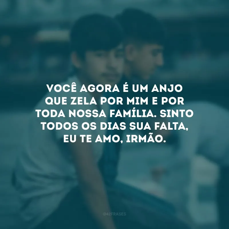 Você agora é um anjo que zela por mim e por toda nossa família. Sinto todos os dias sua falta, eu te amo, irmão.