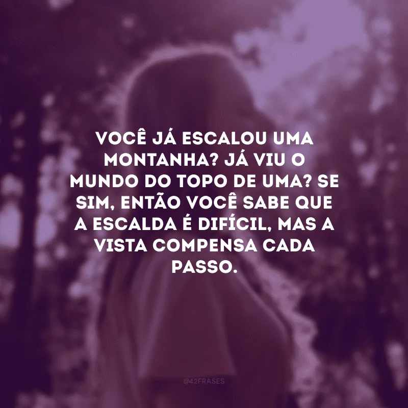 Você já escalou uma montanha? Já viu o mundo do topo de uma? Se sim, então você sabe que a escalda é difícil, mas a vista compensa cada passo. 