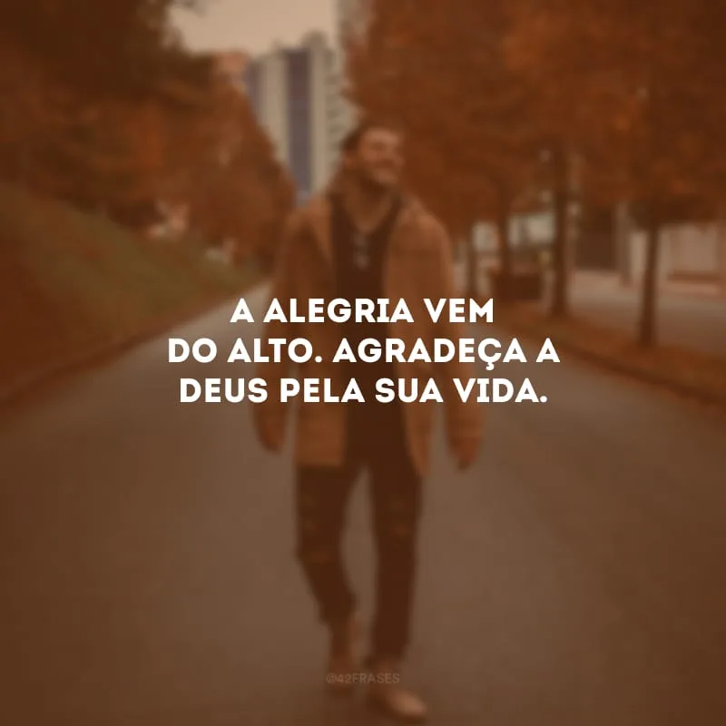 A alegria vem do alto. Agradeça a Deus pela sua vida.