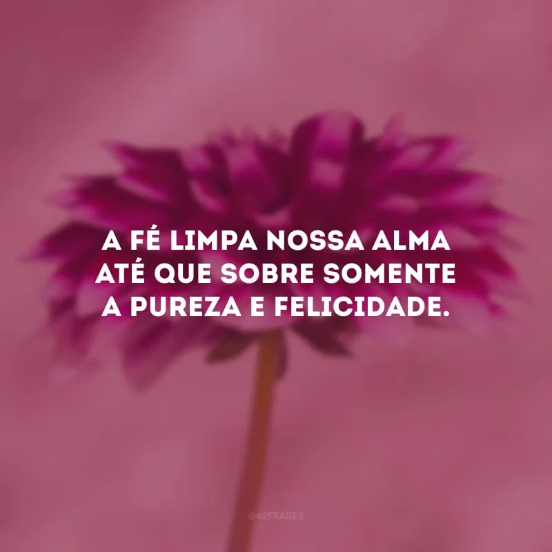 A fé limpa nossa alma até que sobre somente a pureza e felicidade.