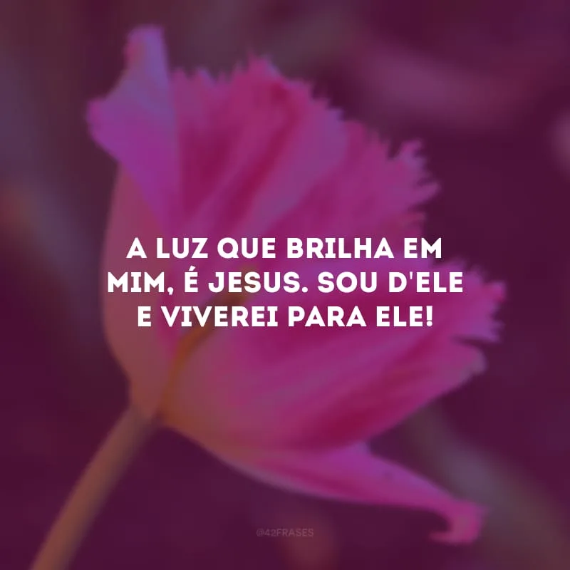A luz que brilha em mim, é Jesus. Sou d\'Ele e viverei para Ele!