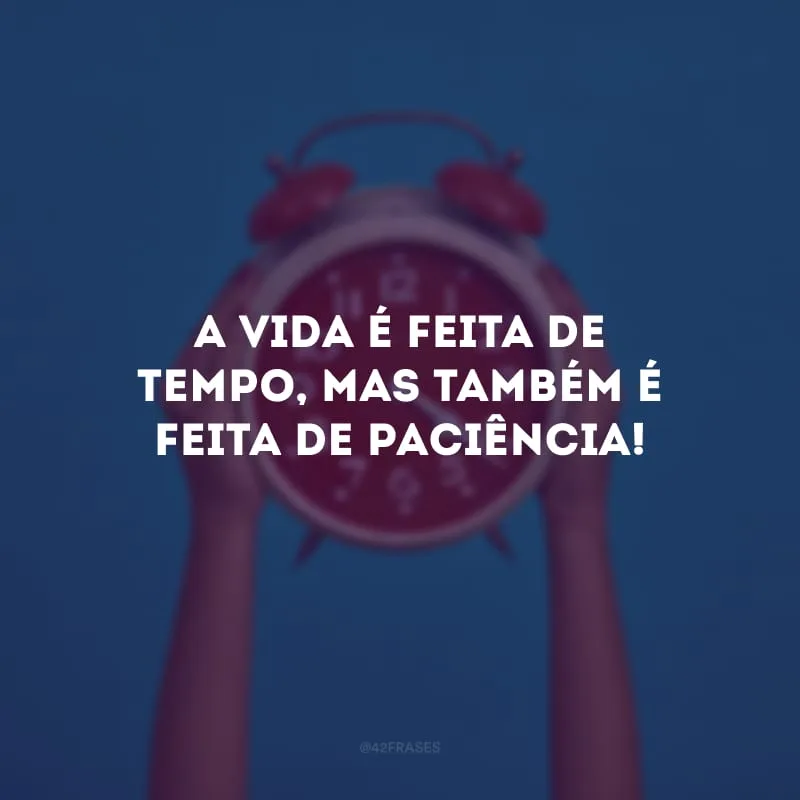 A vida é feita de tempo, mas também é feita de paciência! 