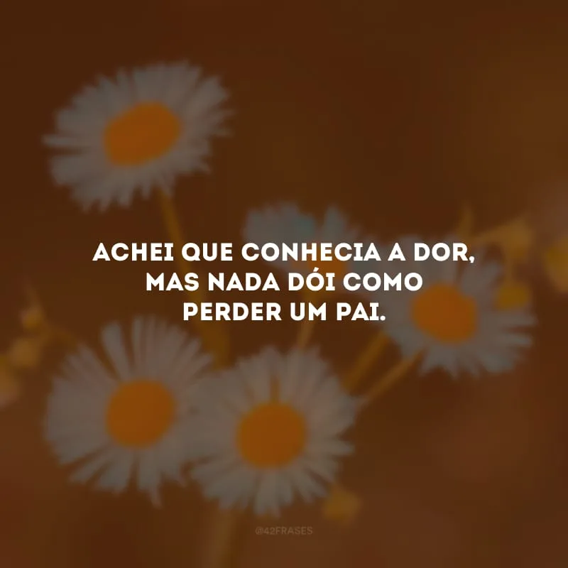 Achei que conhecia a dor, mas nada dói como perder um pai.