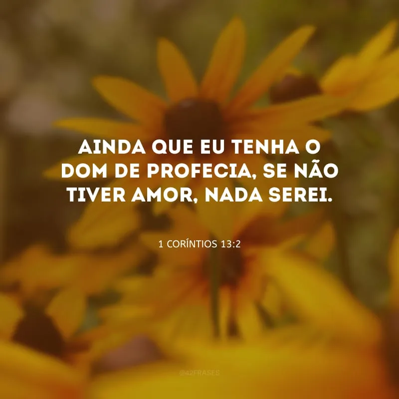 Ainda que eu tenha o dom de profecia, se não tiver amor, nada serei.