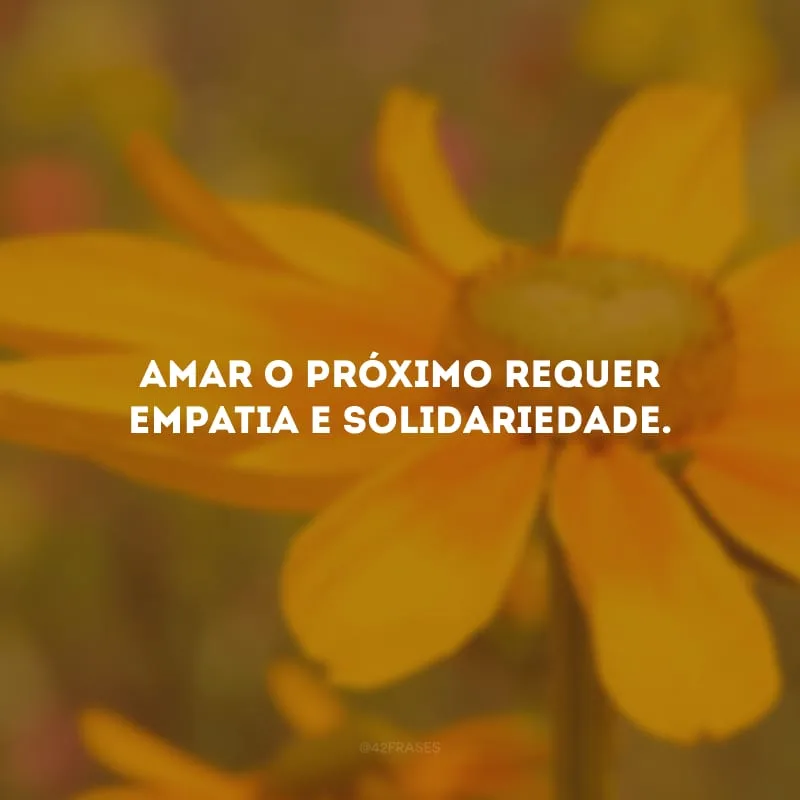 Amar o próximo requer empatia e solidariedade. 