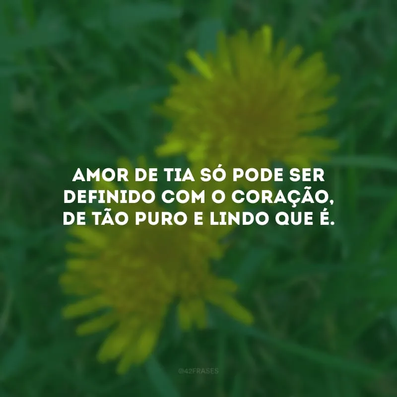 Amor de tia só pode ser definido com o coração, de tão puro e lindo que é.