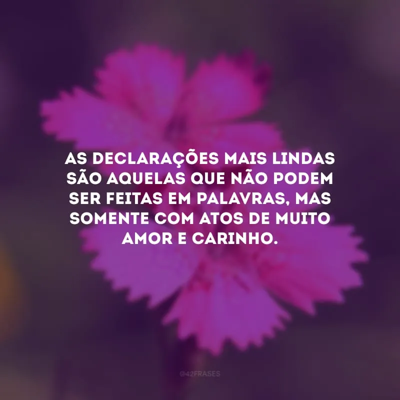 As declarações mais lindas são aquelas que não podem ser feitas em palavras, mas somente com atos de muito amor e carinho.