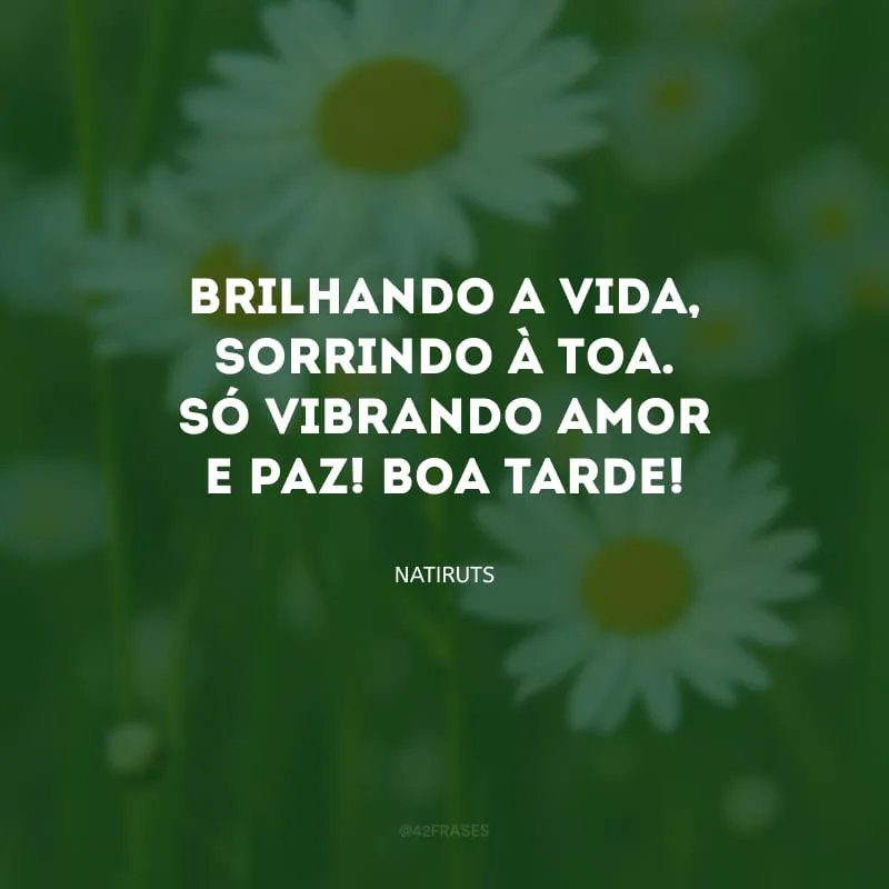 Brilhando a vida, sorrindo à toa. Só vibrando amor e paz! Boa tarde!