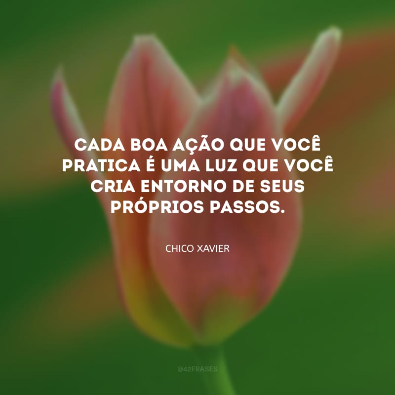 Cada boa ação que você pratica é uma luz que você cria entorno de seus próprios passos. 
