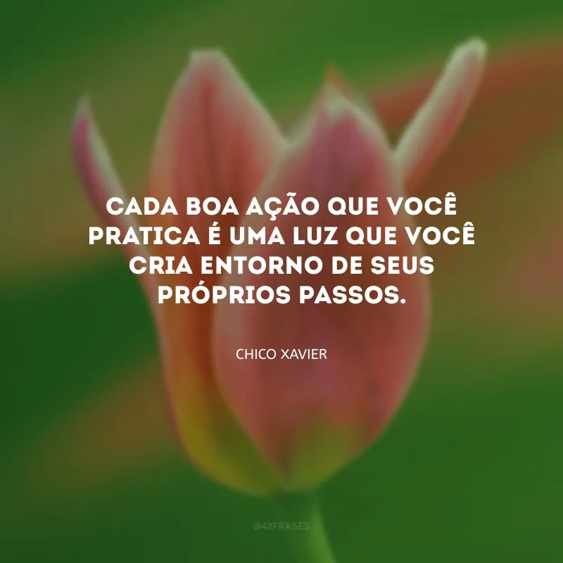 Cada boa ação que você pratica é uma luz que você cria entorno de seus próprios passos. 
