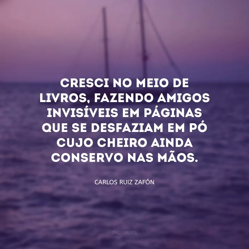 Cresci no meio de livros, fazendo amigos invisíveis em páginas que se desfaziam em pó cujo cheiro ainda conservo nas mãos.