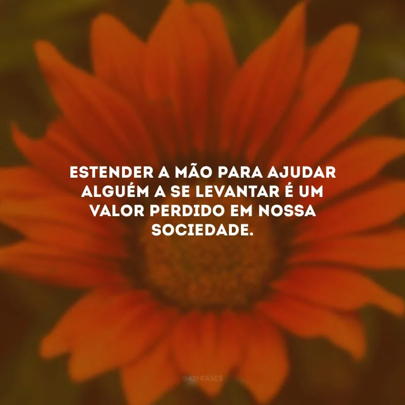 Estender a mão para ajudar alguém a se levantar é um valor perdido em nossa sociedade. 