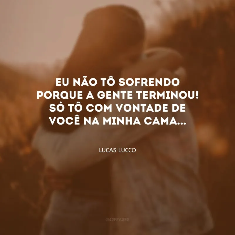 Eu não tô sofrendo porque a gente terminou! Só tô com vontade de você na minha cama...